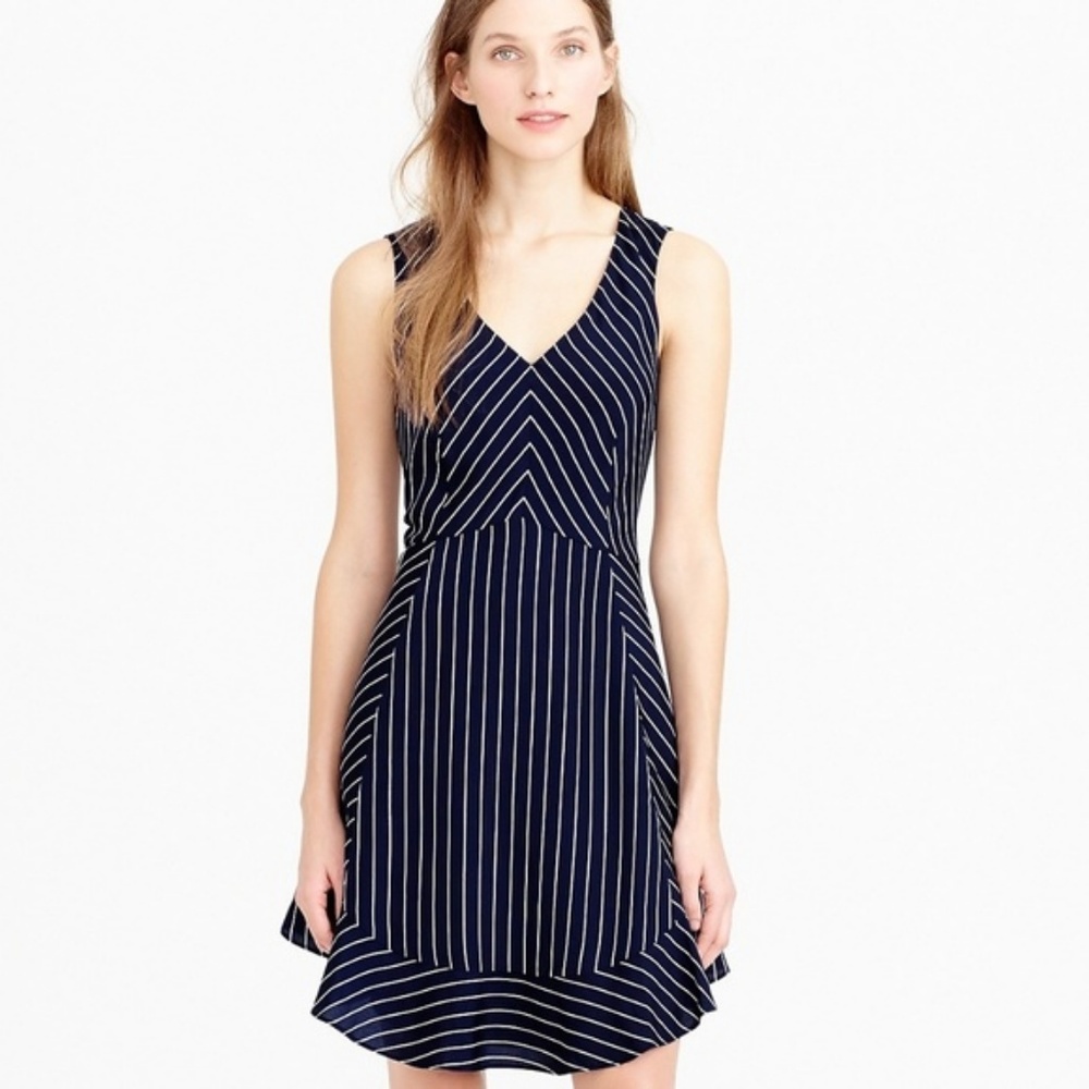 J. Crew Flounce Pinstripe Dress Size 2